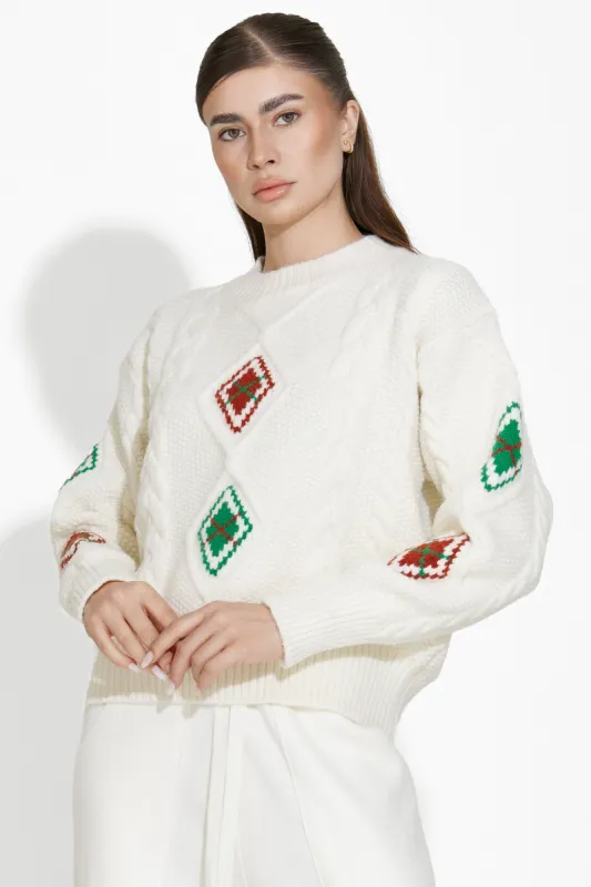 Pulover dama casual alb Pertosa Bogas sold by bogas