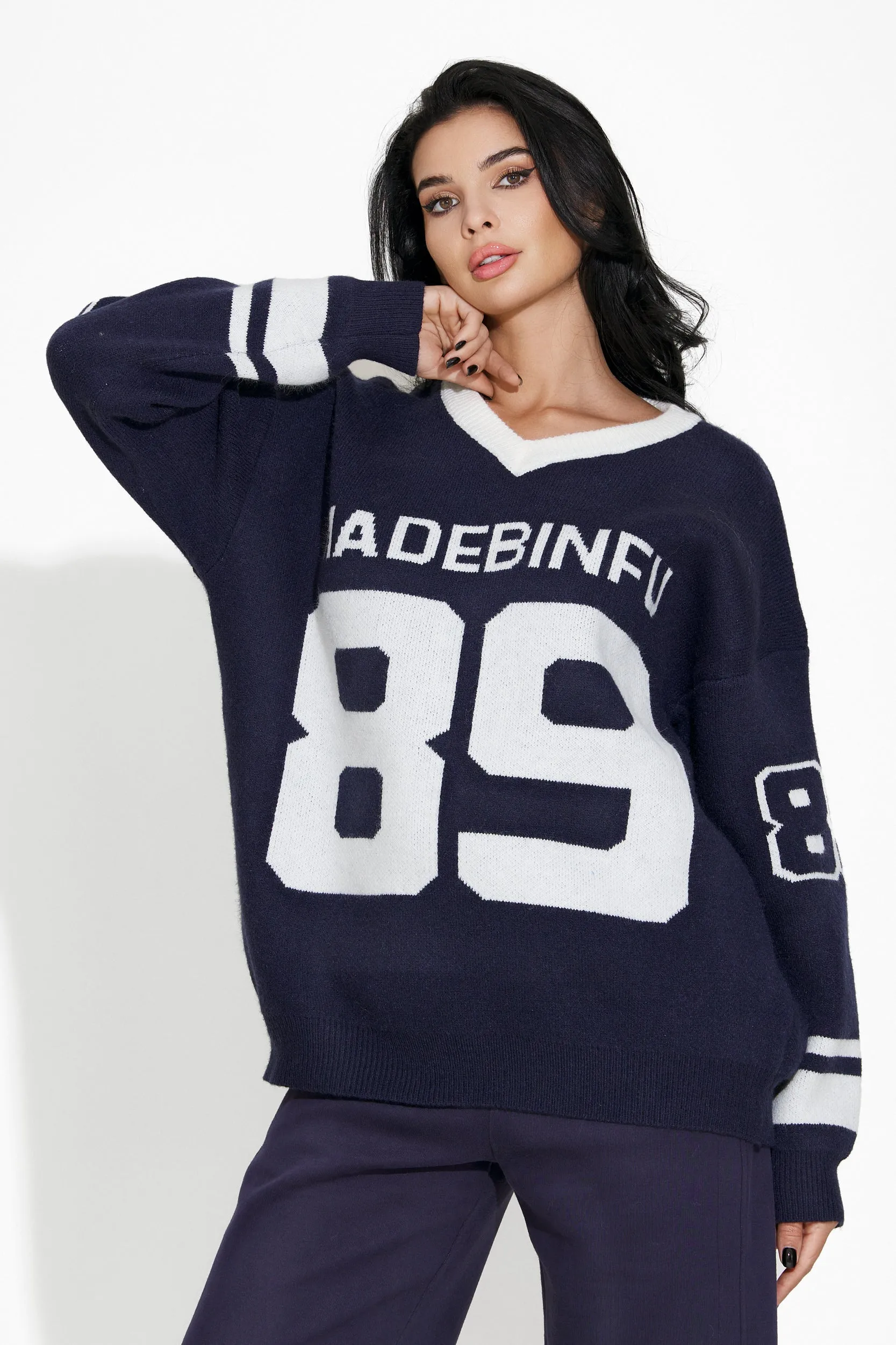 Pulover dama casual bleumarin Maxine Bogas sold by bogas