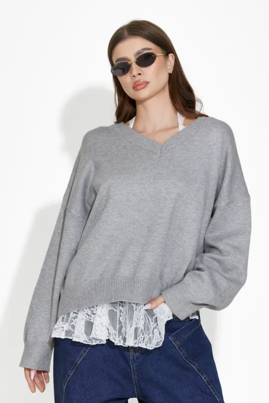 Pulover dama casual gri Emetha Bogas sold by bogas