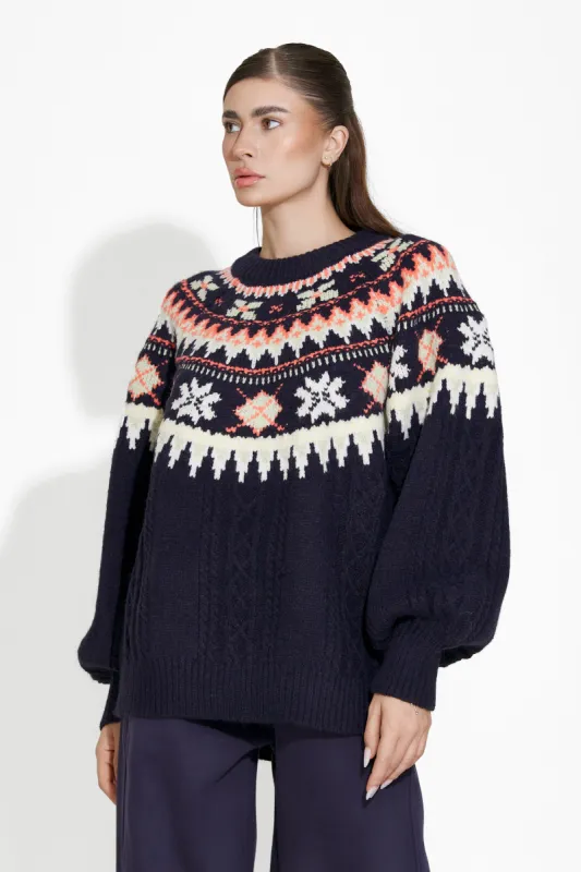 Pulover dama casual bleumarin Delois Bogas sold by bogas