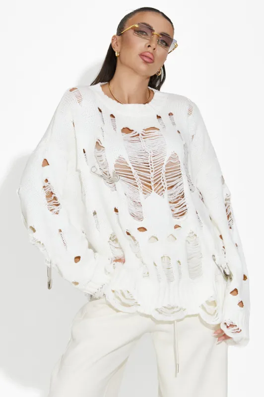 Pulover dama casual alb Esmie Bogas sold by bogas