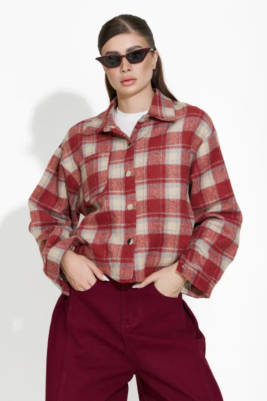 Camasa dama casual burgundy Luziana Bogas sold by bogas