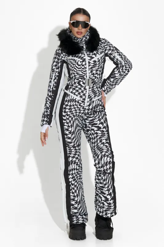 Salopeta ski casual alb negru Kiori Bogas sold by bogas