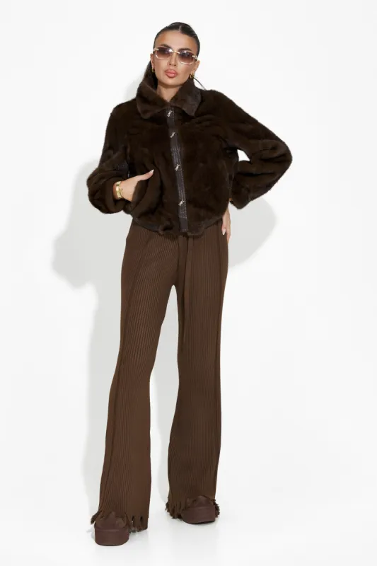 Pantaloni dama casual maro Lotie Bogas sold by bogas