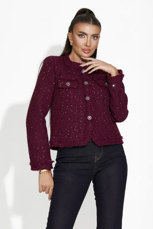 Sacou dama elegant burgundy Mareia Bogas sold by bogas
