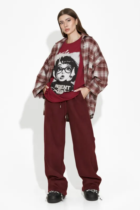 Pantaloni dama casual burgundy Manye Bogas sold by bogas