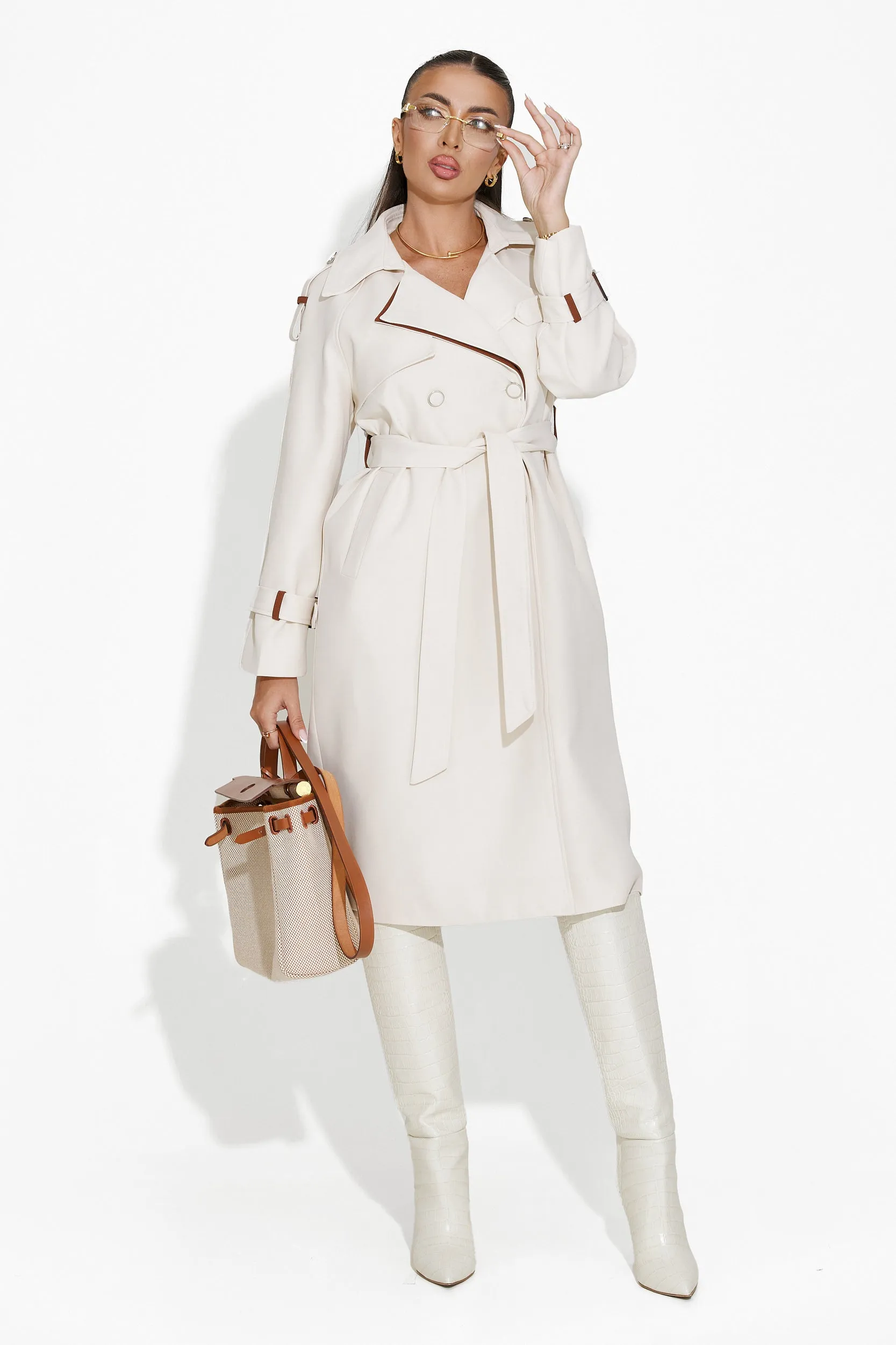 Palton dama elegant alb Kasie Bogas sold by bogas product image thumbnail 5