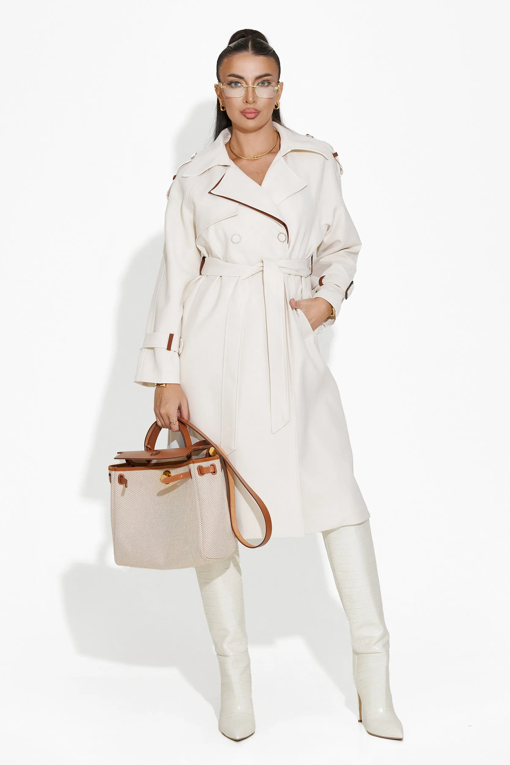 Palton dama elegant alb Kasie Bogas sold by bogas product image thumbnail 3