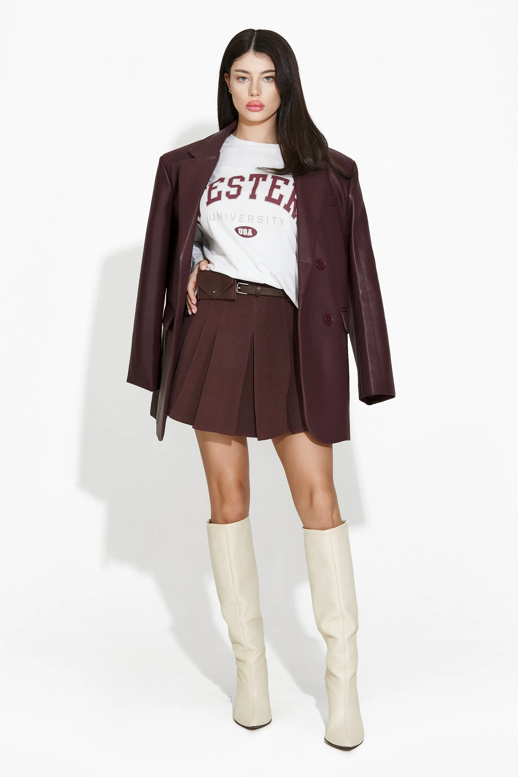 Fusta dama eleganta burgundy Tanasie Bogas sold by bogas