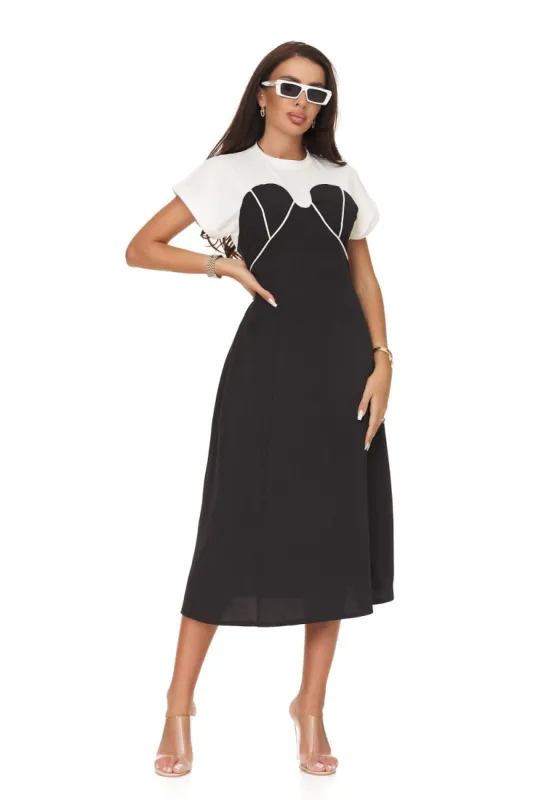 Rochie dama midi alb negru Belimia Bogas sold by bogas