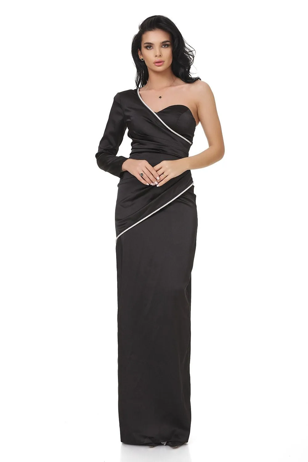 Rochie lunga saten neagra Marinette Bogas sold by bogas