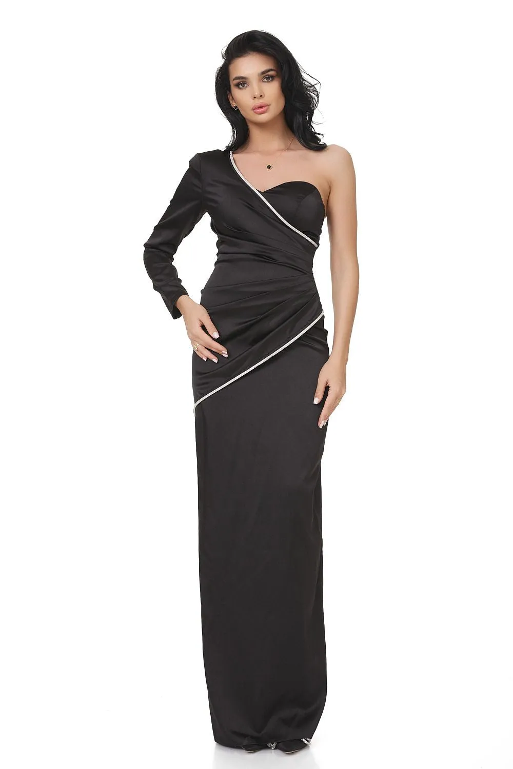 Rochie lunga saten neagra Marinette Bogas sold by bogas product image thumbnail 3