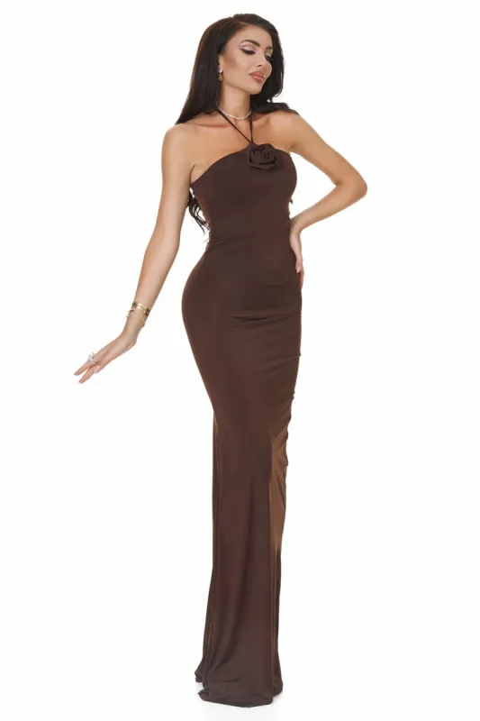 Rochie dama lunga maro Cafy Bogas sold by bogas