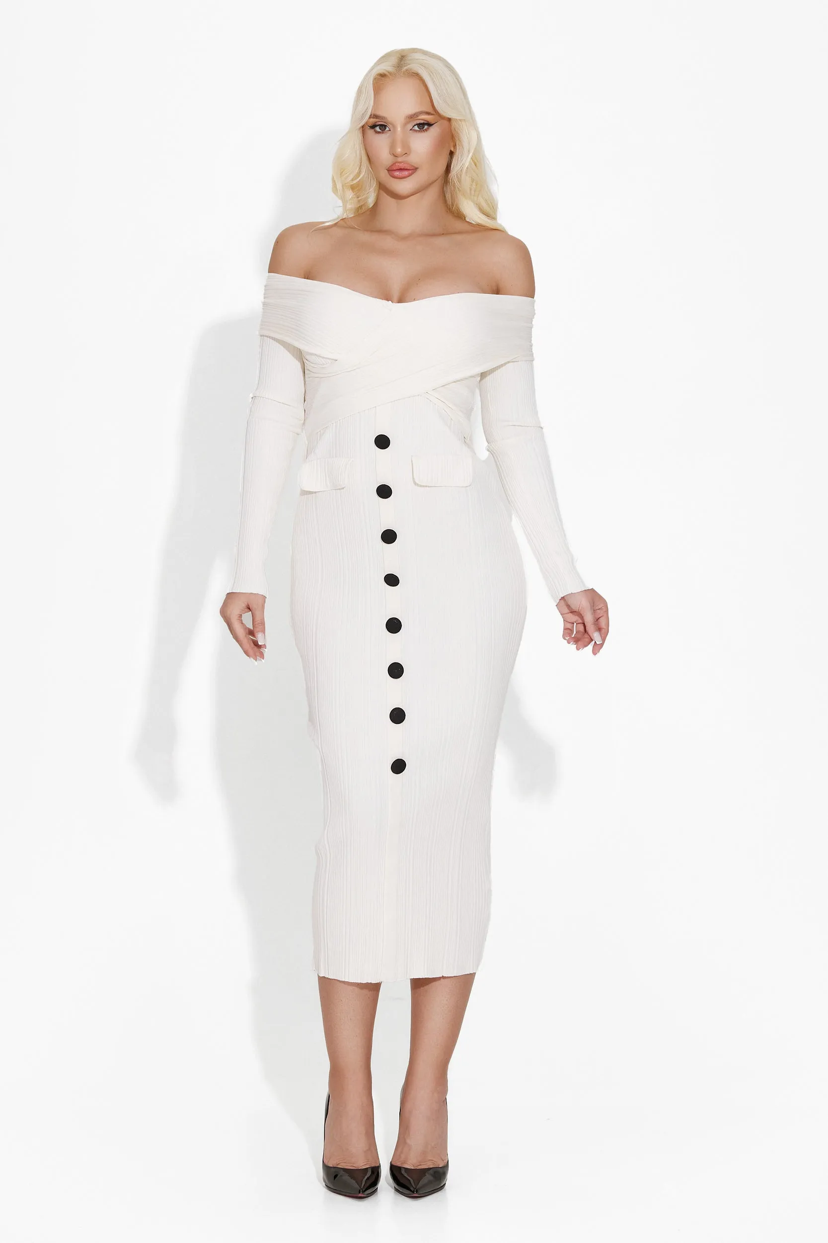 Rochie dama midi alba Misaki Bogas sold by bogas