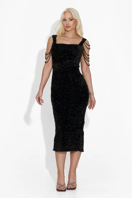 Rochie dama midi neagra Leisure Bogas sold by bogas