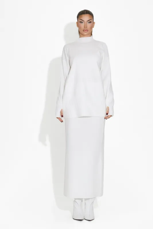 Compleu cu fusta dama alb Zekera Bogas sold by bogas