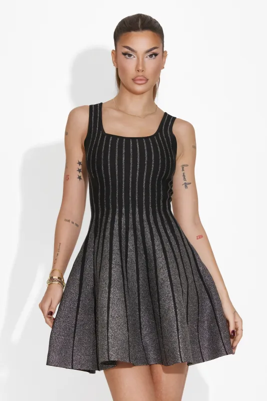 Ali Black Pleated Mini Dress | Parallel
