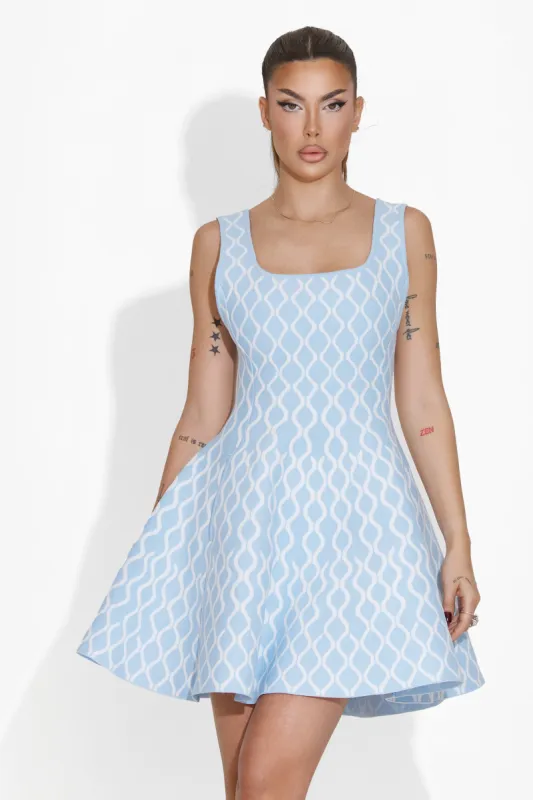 Rochie dama scurta eleganta bleu Shirma Bogas sold by bogas