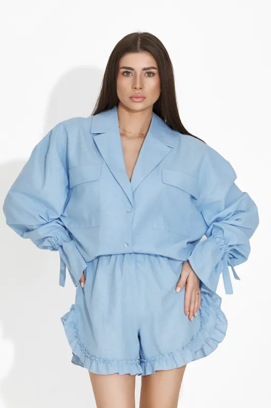 Compleu cu pantaloni dama bleu Margit Bogas sold by bogas