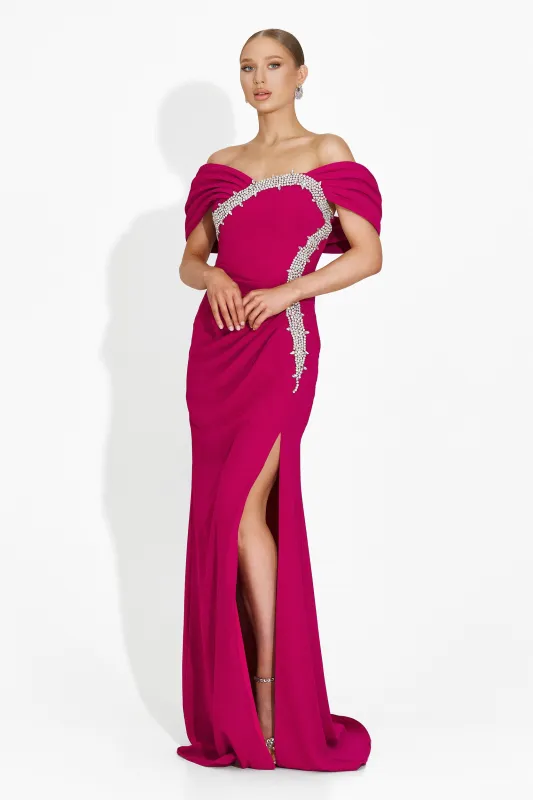 Rochie dama lunga fucsia Condesa Bogas sold by bogas
