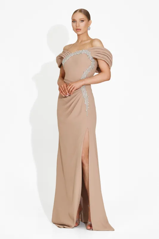 Rochie dama lunga bej Condesa Bogas sold by bogas