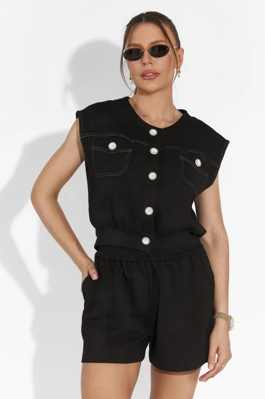 Compleu cu pantaloni scurti negru Zipo Bogas sold by bogas