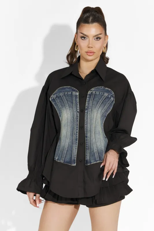 Camasa dama casual neagra Globy Bogas sold by bogas