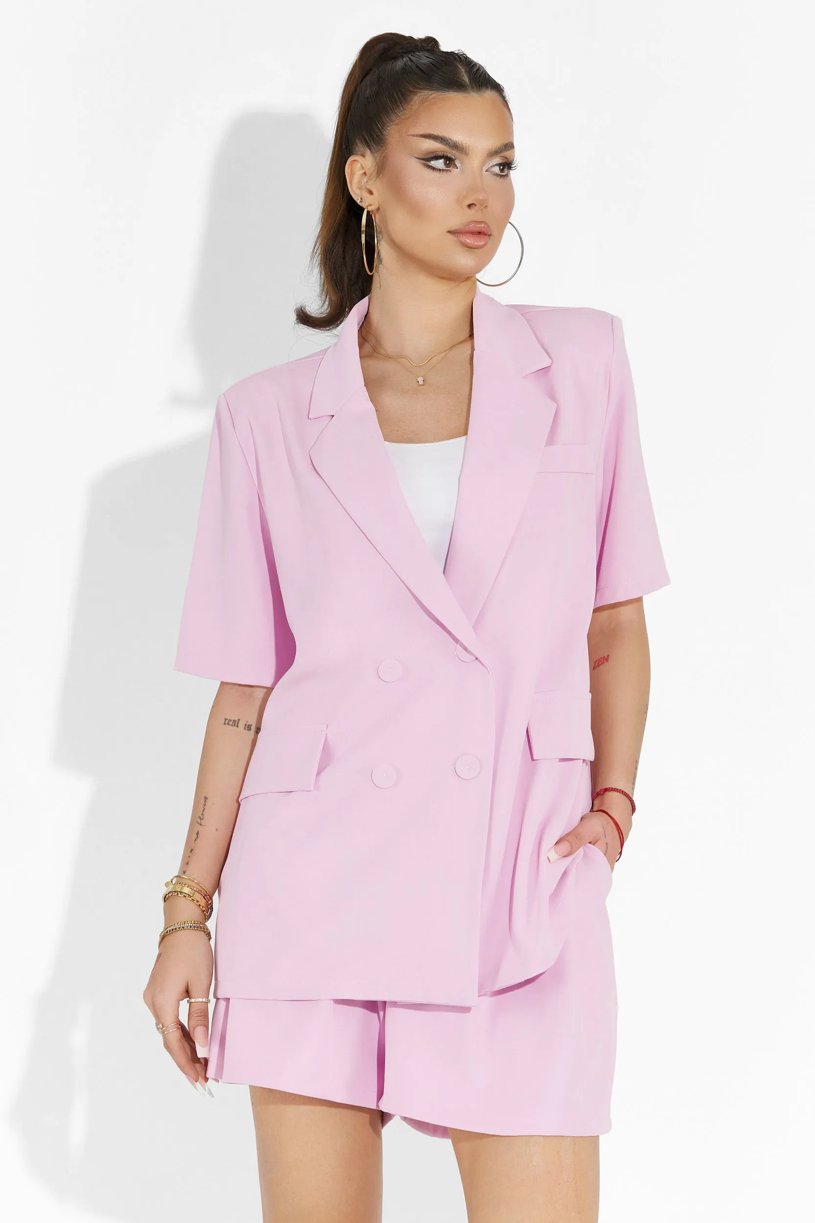 Compleu cu pantaloni scurti roz Dazy Bogas sold by bogas