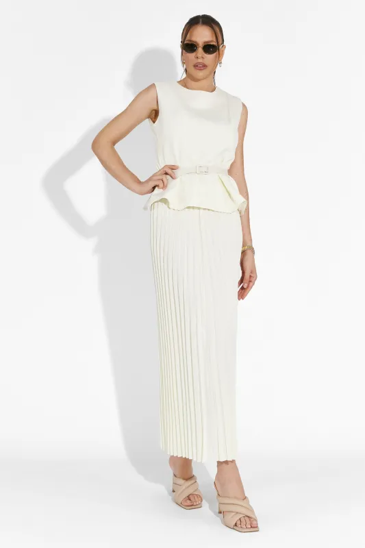 Compleu cu fusta alb Coryne Bogas sold by bogas