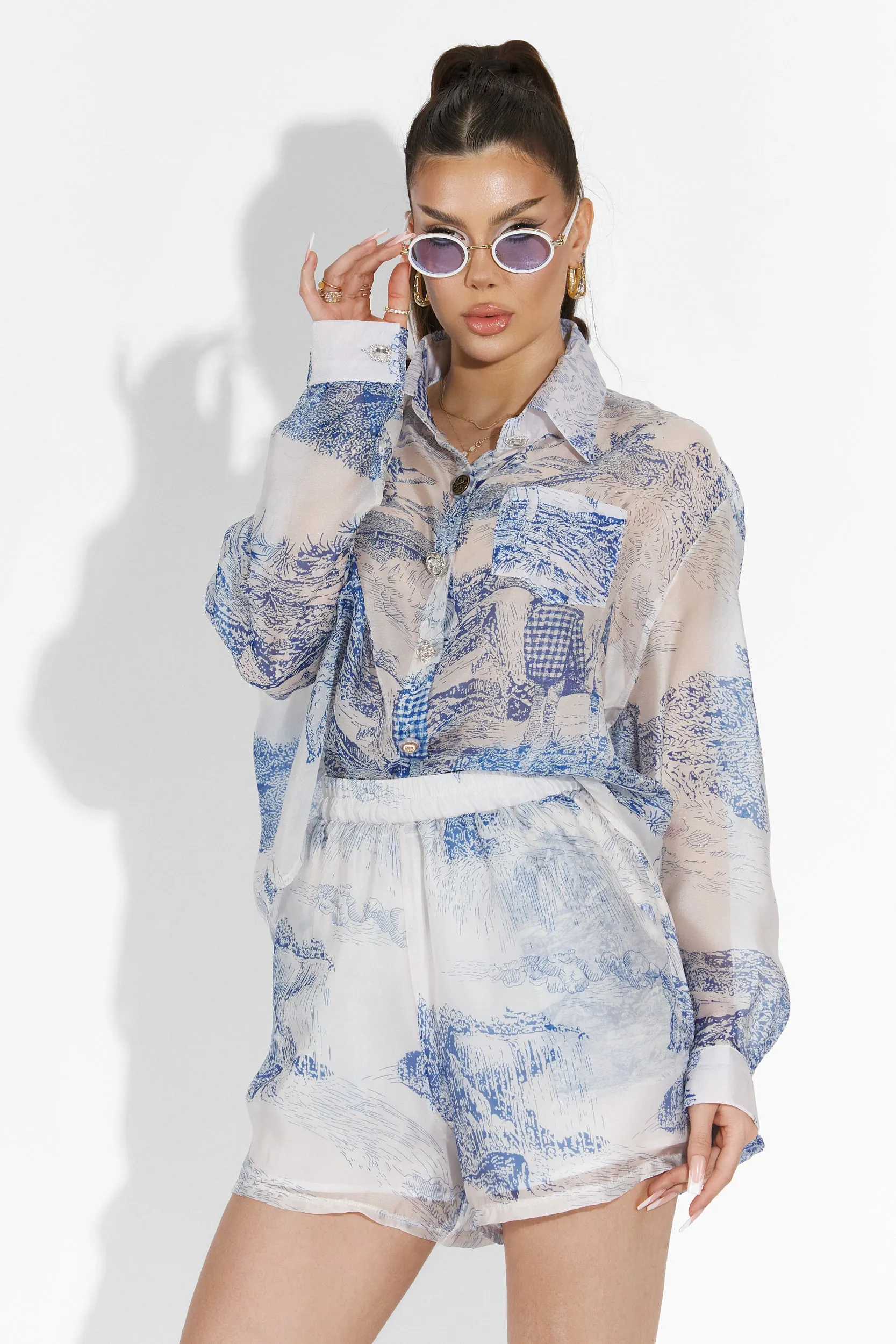 Compleu cu pantaloni scurti bleu Flible Bogas sold by bogas