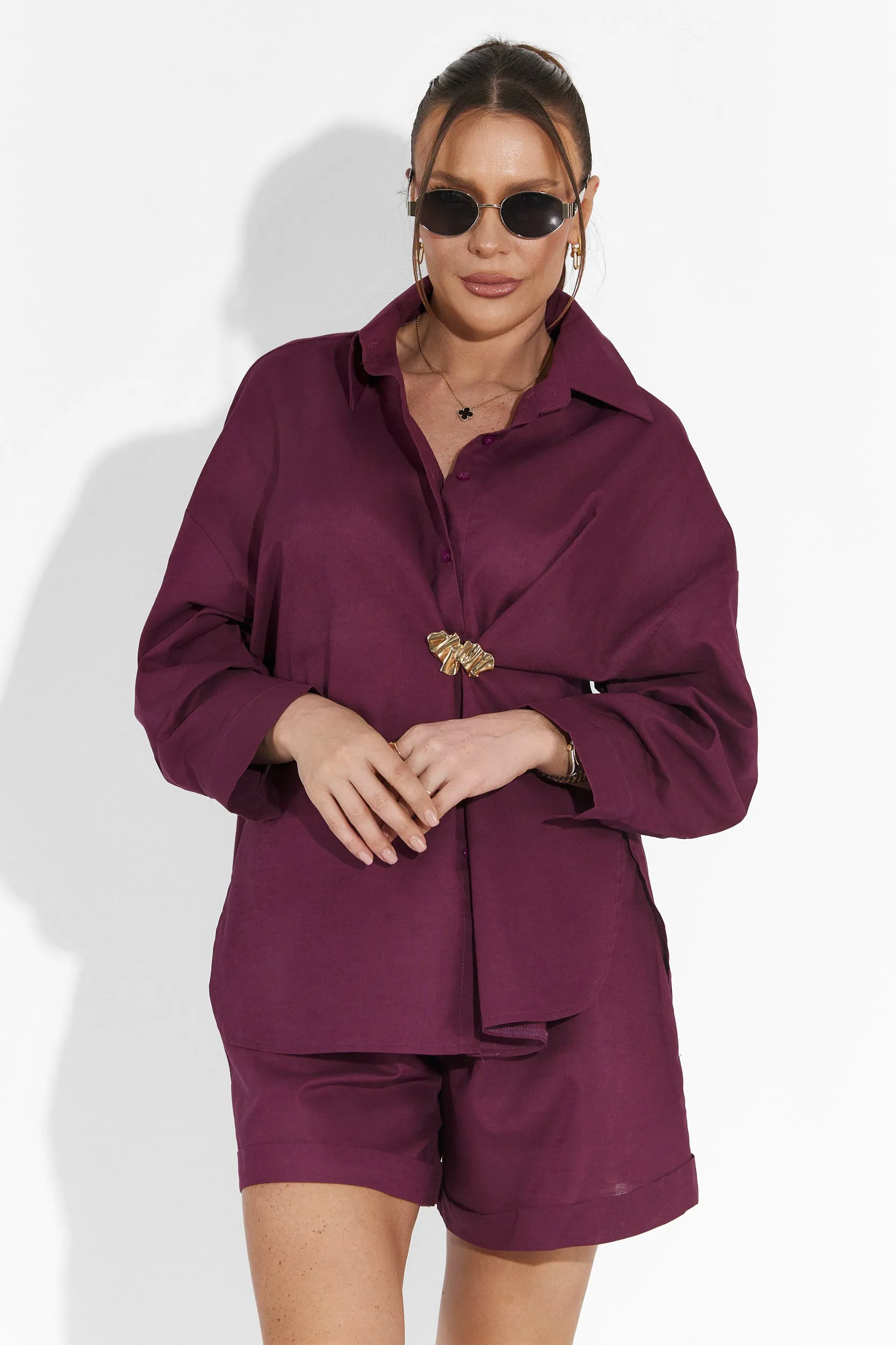 Compleu cu pantaloni scurti visiniu Wipy Bogas sold by bogas