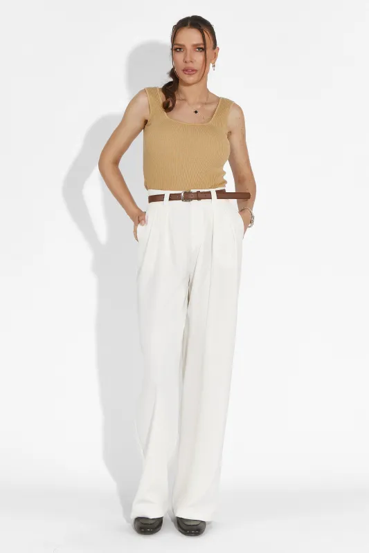 Pantaloni dama casual albi Edward Bogas sold by bogas