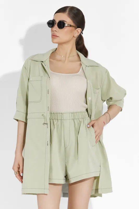 Compleu cu pantaloni scurti verde Milie Bogas sold by bogas