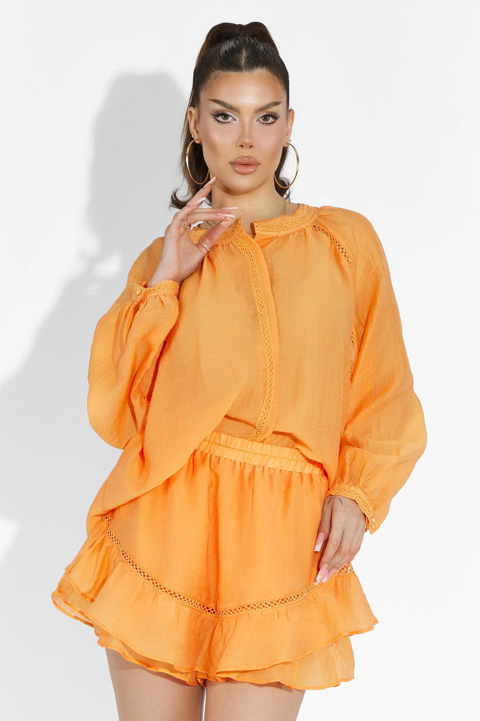 Compleu cu fusta pantalon portocaliu Vernicy Bogas sold by bogas product image thumbnail 2