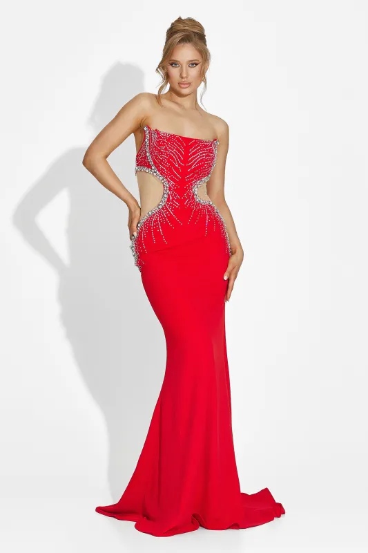 Rochie dama lunga rosie Zovina Bogas sold by bogas