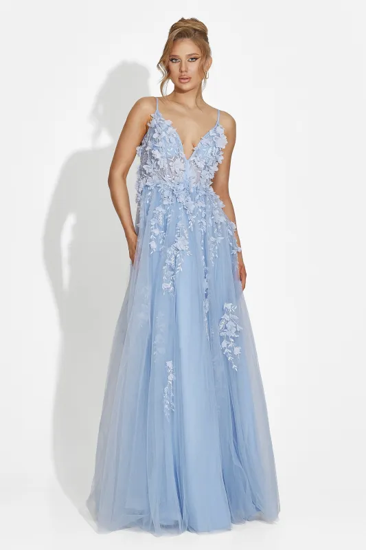 Rochie dama lunga bleu Serina Bogas made by bogas