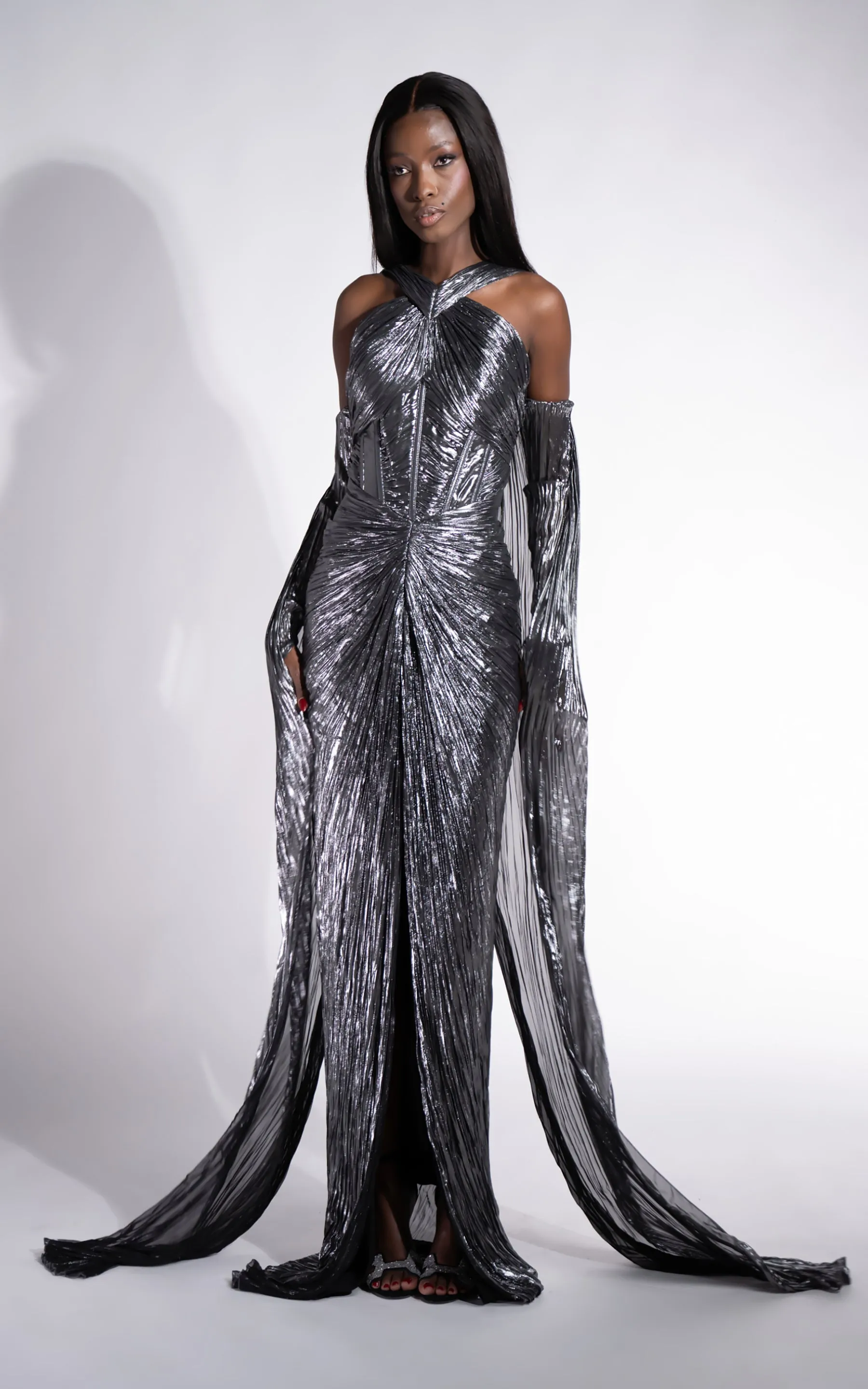 Rochie dama lunga argintie Karlyana Bogas sold by bogas