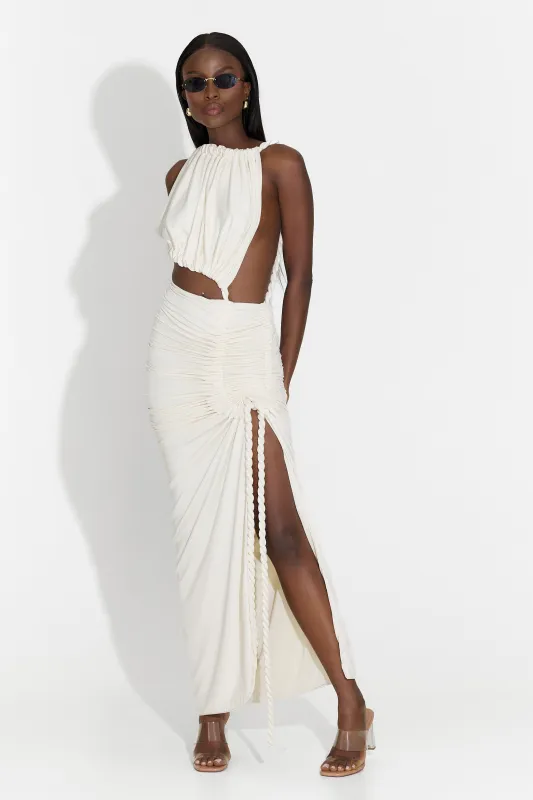 Rochie dama lunga bej Frina Bogas sold by bogas