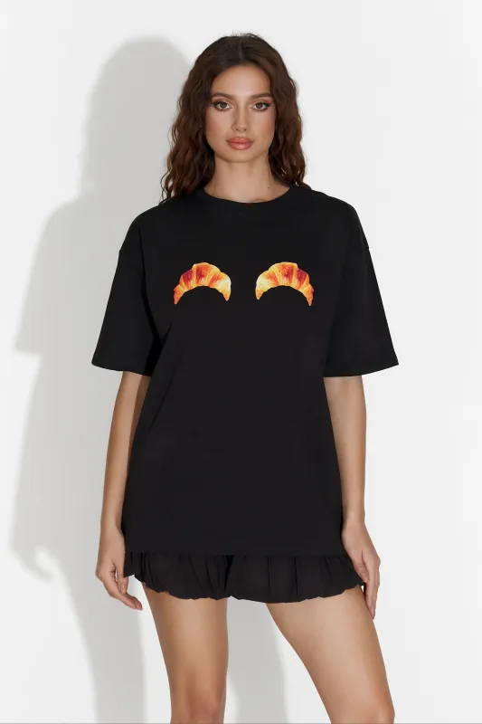 Tricou dama casual negru Jertei Bogas sold by bogas