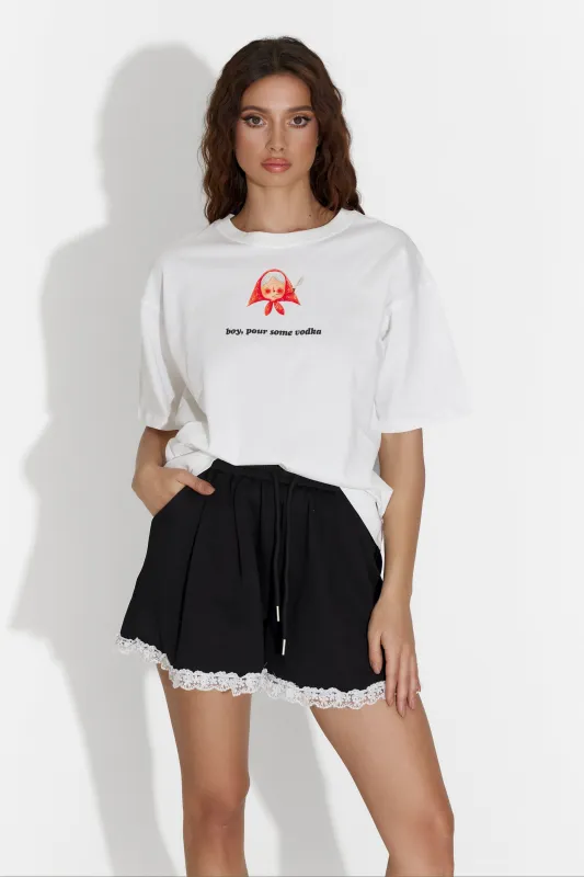 Tricou dama casual alb Clodike Bogas sold by bogas