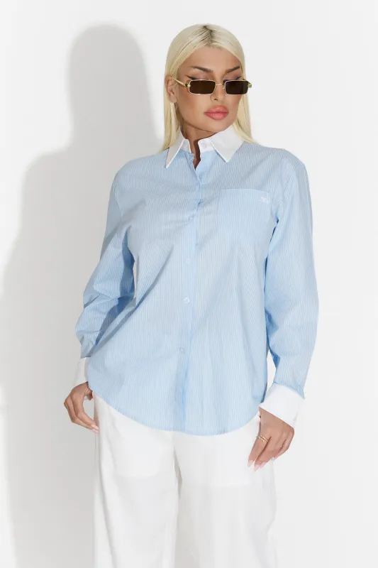 Camasa dama casual bleu Nathanial Bogas sold by bogas