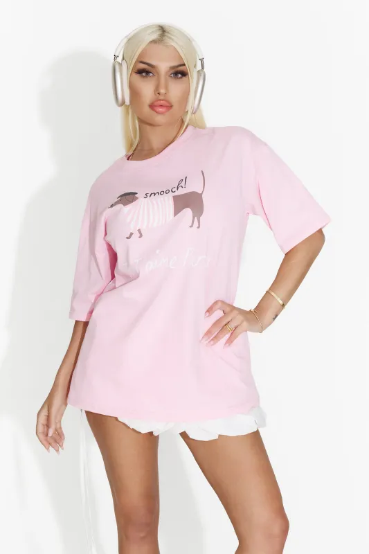 Tricou dama casual roz Yipo Bogas sold by bogas