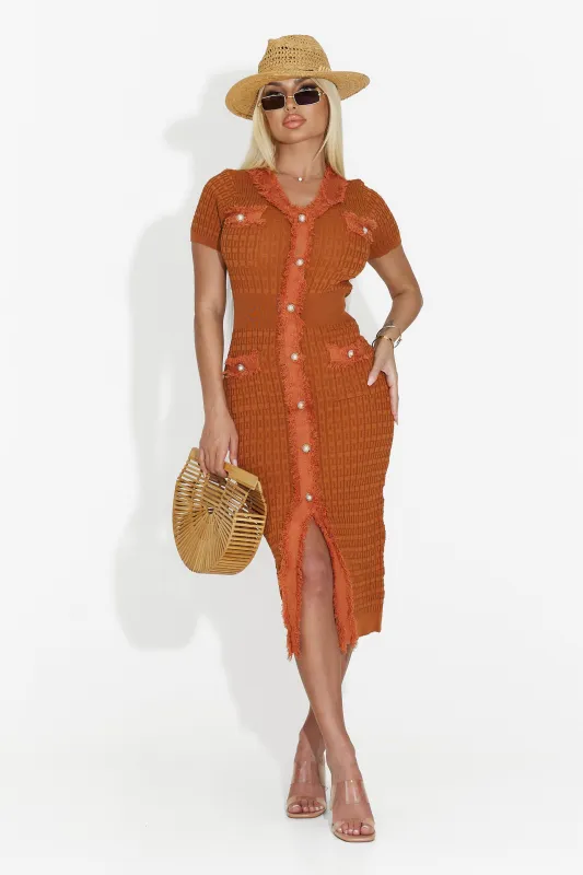 Rochie dama scurta maro Dremy Bogas sold by bogas