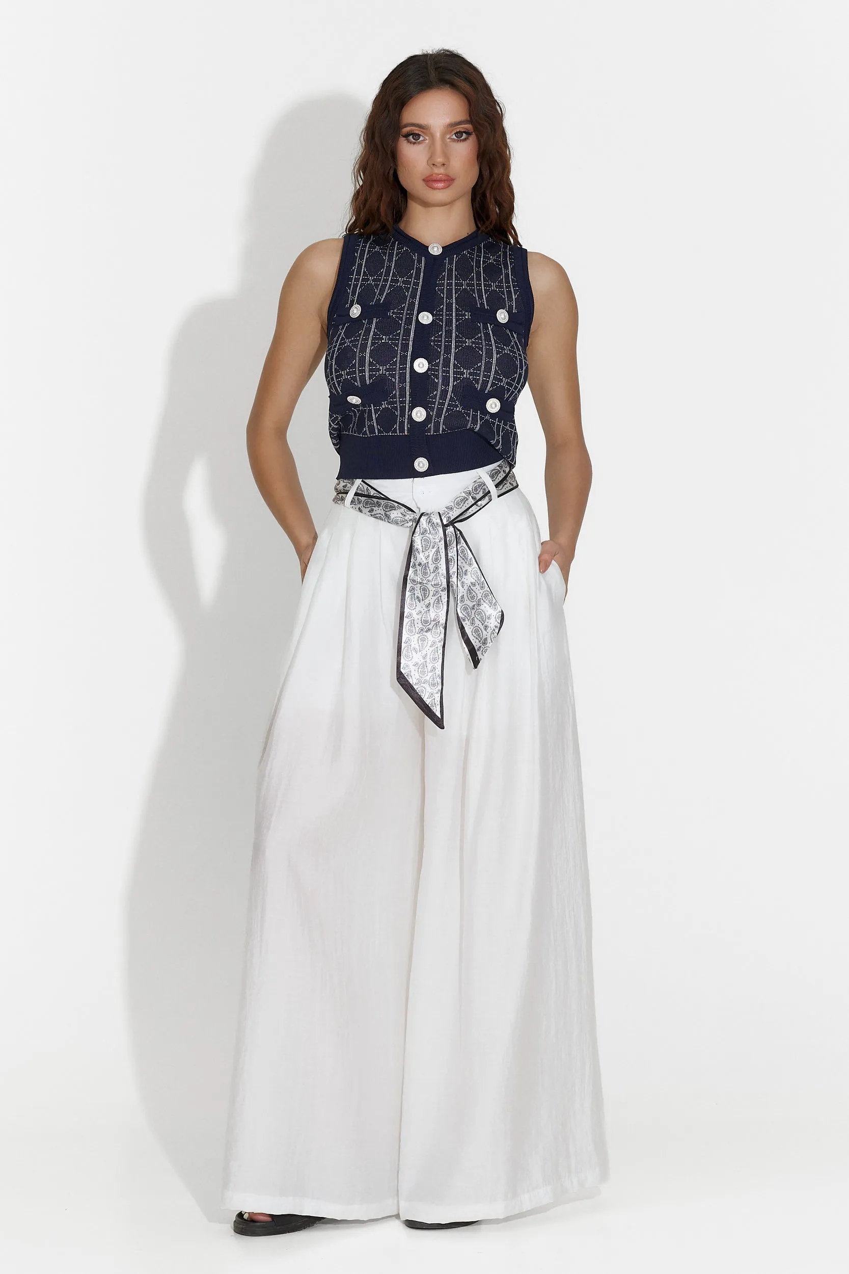 Pantaloni dama casual albi Benito Bogas sold by bogas