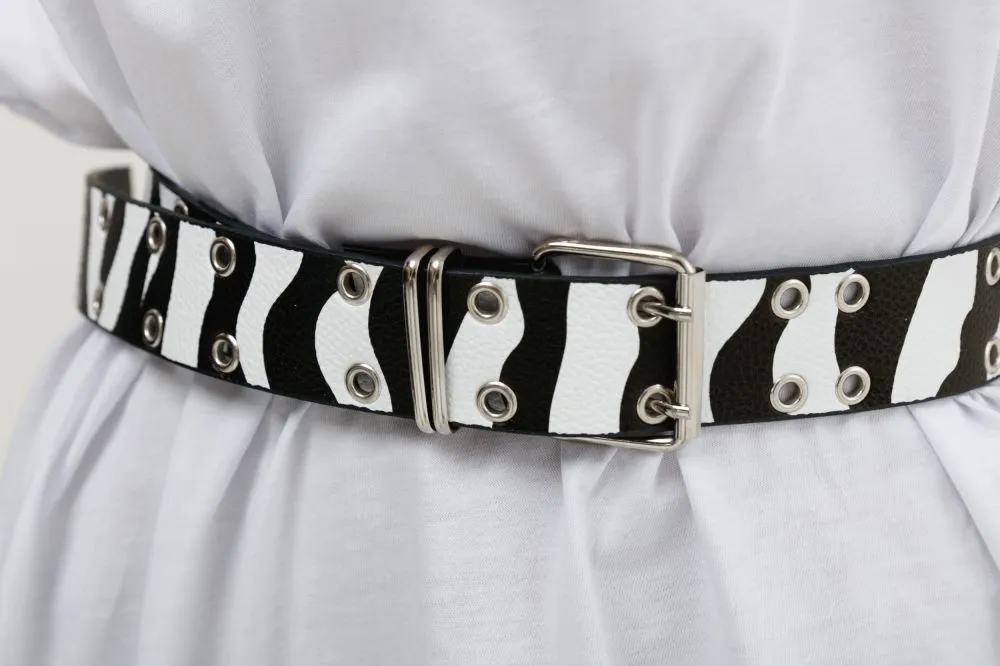 Curea dama alb negru Constance Bogas sold by bogas