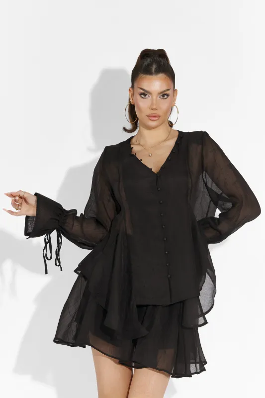 [Resigilat] Compleu cu fusta pantalon negru Sabryna Bogas sold by bogas