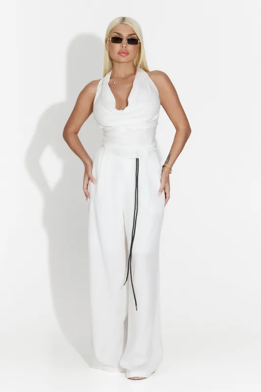 [Resigilat] Pantaloni dama casual albi Mason Bogas sold by bogas