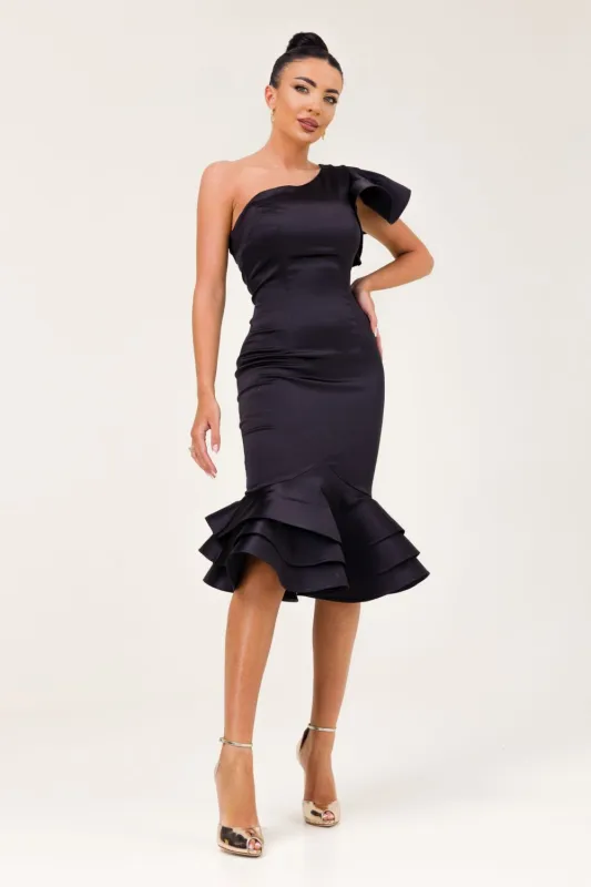 [Resigilat] Rochie dama midi tafta neagra Zammy Bogas sold by bogas