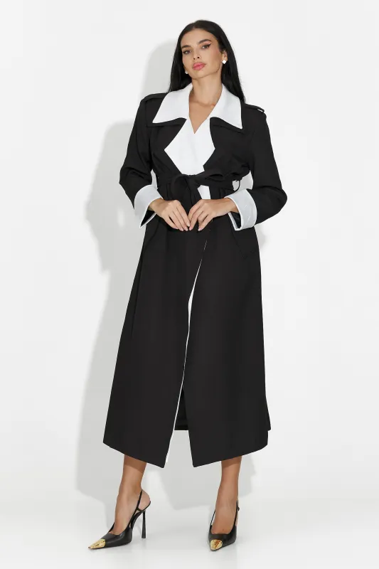 Palton dama elegant negru Nalira Bogas sold by bogas