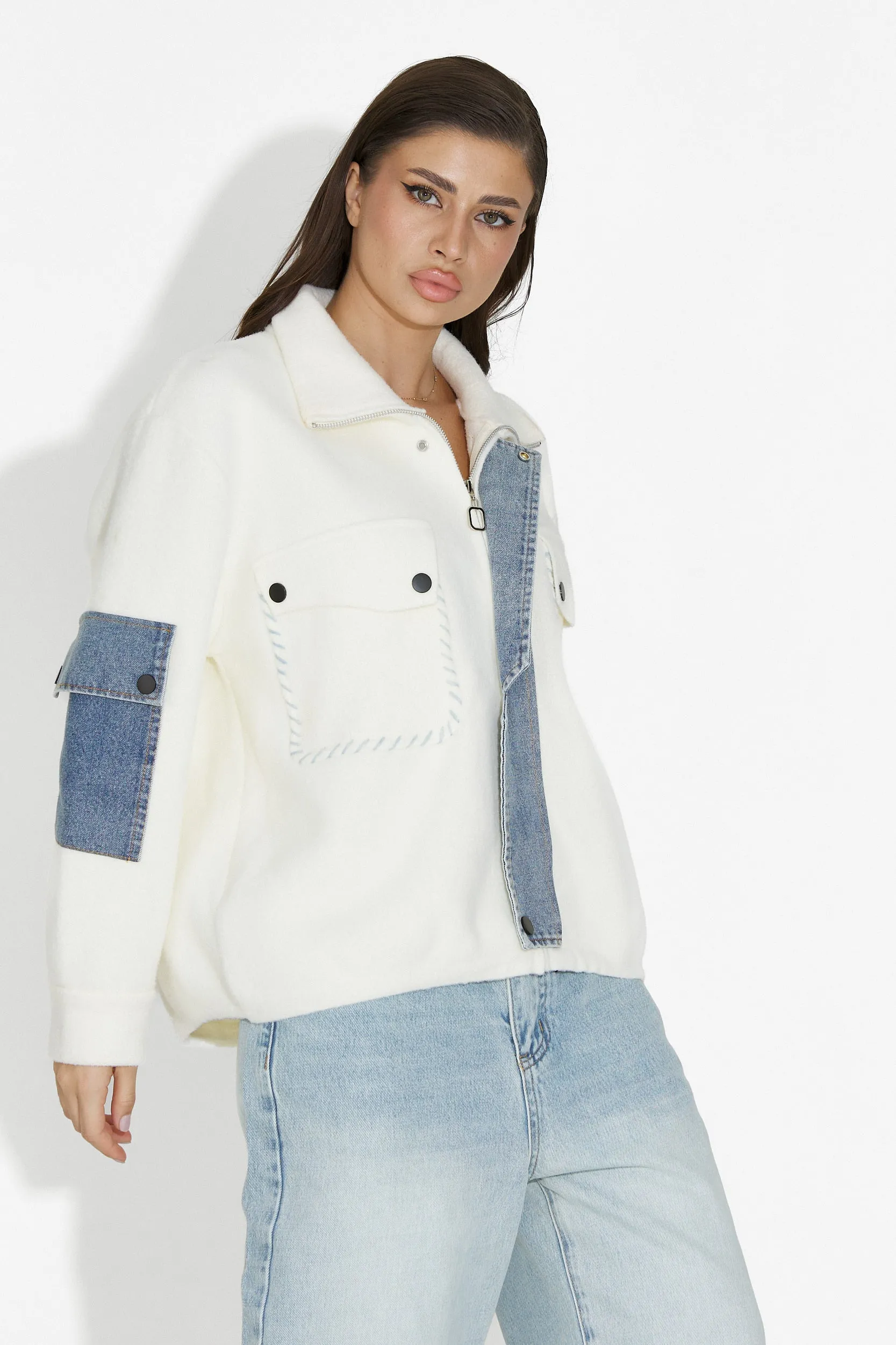 Jacheta dama casual alba Nedaria Bogas sold by bogas product image thumbnail 2